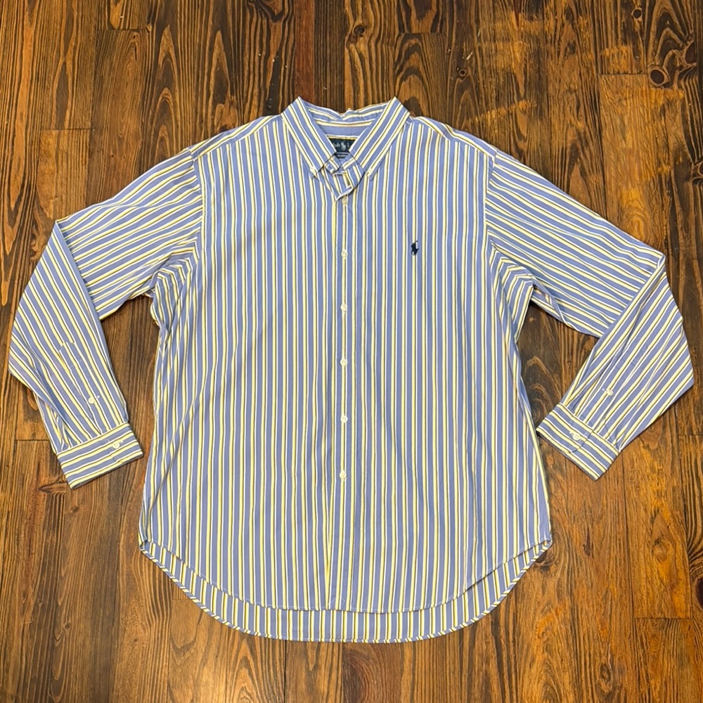 Ralph Lauren Blue and White Casual Button Down Shirt